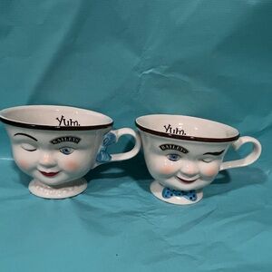 Baileys Irish Cream His & Hers Yum Cups Mugs Winking Eye Set 1996 Porcelain